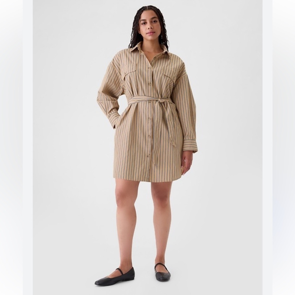 NWT GAP 100% Cotton Striped Mini Shirt Dress (Size M Tall)